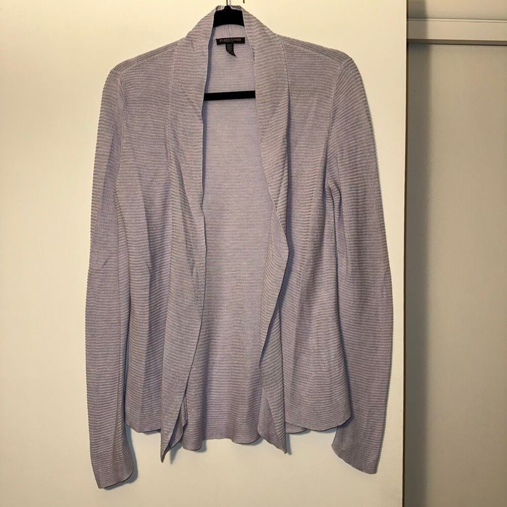 Eileen Fisher Women’s Size PP (PXS) Light Purple Silk Blend Cardigan Sweater EUC